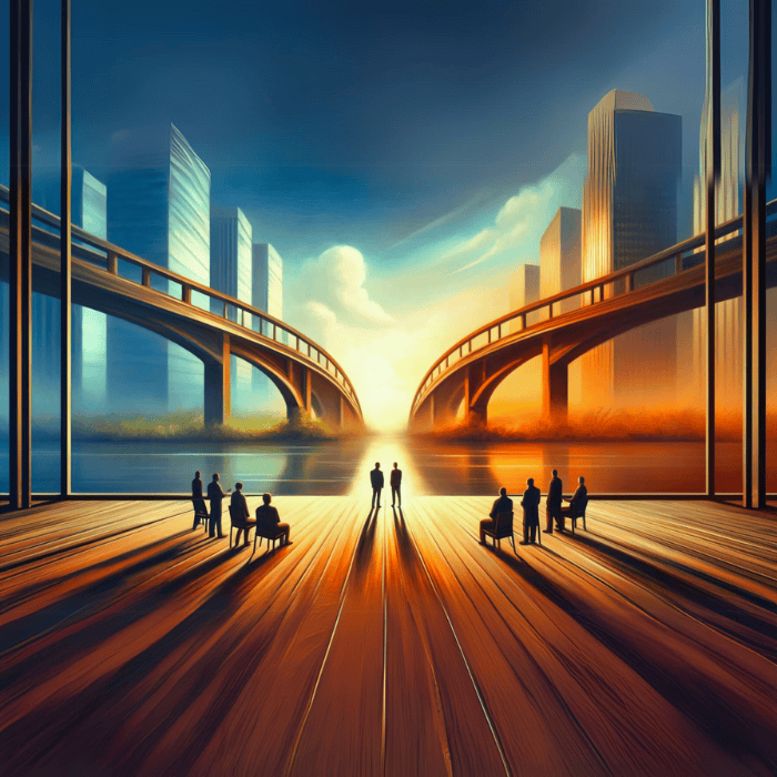 Futuristic cityscape with modern skyscrapers and a vibrant sunset, representing innovation and growth in urban development for investment partnerships.